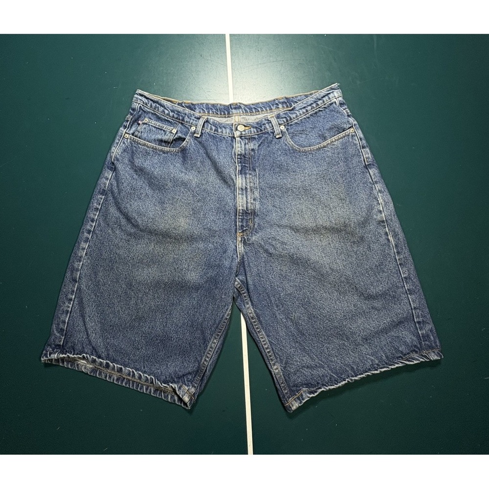 Vtg Polo Jeans‎ Co Ralph Lauren Jean Banner Shorts Men 40 Blue Baggy Y2K Faded